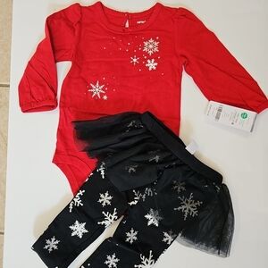 Girls 12 month Carter's Holiday Outfit. Red/Black Brand New Tulle type Tutu Cute